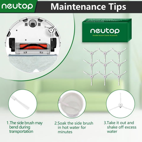 Replacement Side Brush, Compatible with  S8, S8+ Pro Ultra, Q Revo, Q5, Q7, Q8 Max, S7 Max Ultra, S7 MaxV, S6, S6 Pure, S5, S4, E4, E20, E25, E35, S50 Robot Vacuum, 9-Pack
