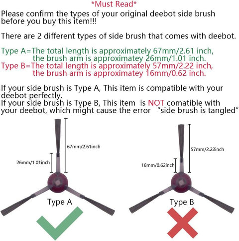 Side Brush Compatible with Ecovacs Deebot OZMO 920, 950, T8 AIVI, T9+, N8 Pro, X1, T10 Omni, T10 Plus, N10 Plus, T20 Omni, Robot Vacuums, 8-Pack