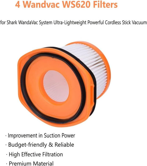 WS620 WS632 Cordless Stick Vacuum ilter Replacement or Shark Wandvac System WS620 WS630 WS631 WS632 WS633 WS642 XWV360 Improve Suction/Washable/Reusable ilter Perect or Pet Hair, Dirt, Dust