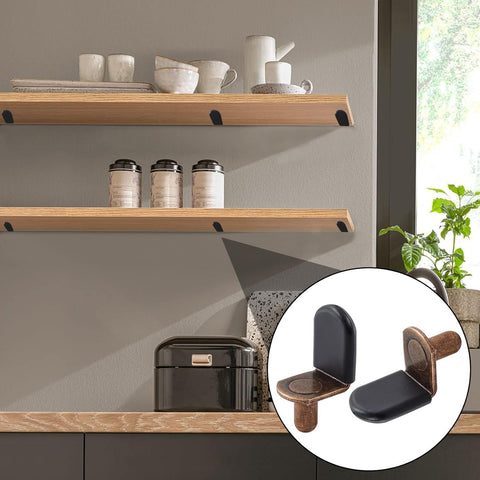 Biaungdo 60 Pcs Shelf Support Pegs, 1/4 Inch L-Shaped Clips with Rubber Sleeve, Cabinet Shelf Pegs for Bookshelves Glass Corner Shelf Cabinet Furniture, Antique Bronze