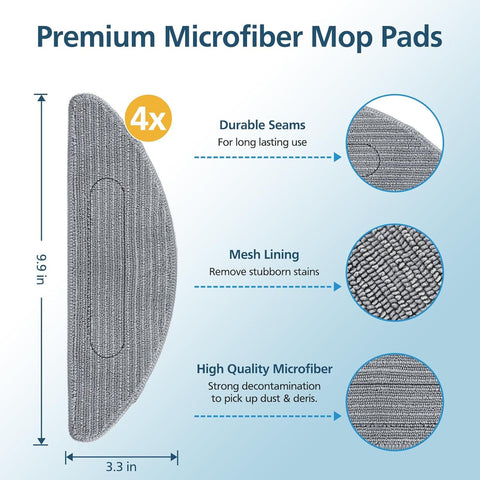 4 Pack Replacement Mop Pad Compatible with iRobot Roomba Combo i5+/ i5/ j5+/ j5 Robot Vacuum and Mop, Washable & Reusable Microiber Cleaning Pads