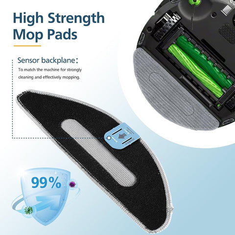 4 Pack Replacement Mop Pad Compatible with iRobot Roomba Combo i5+/ i5/ j5+/ j5 Robot Vacuum and Mop, Washable & Reusable Microiber Cleaning Pads