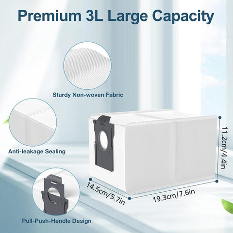 Dust Bags Compatible with dreame L40 Ultra/L10s Ultra Gen 2/X40 Ultra/L10s Pro Ultra/X50 Ultra/X30 Ultra Robot Vacuum Cleaner, 3L Large Capacity Vacuum Cleaner Dust Bag Accessories Parts