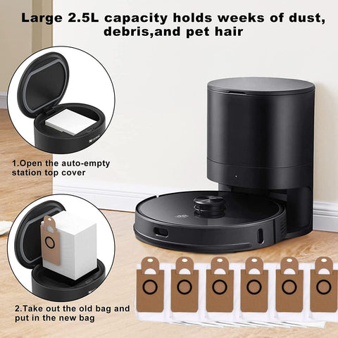 6 Pack Dust Bags or iHome AutoVac Nova Sel Empty Robot Vacuum Replacement Accessory Parts