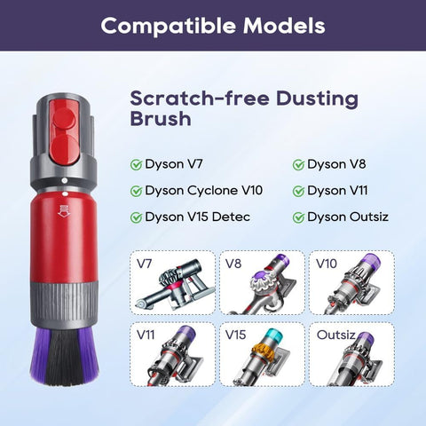 Traceless Scratch-ree Dusting Brush Compatible with Dyson V7 V8 V10 V11 V12 V15 Gen5 detect and Gen5 outsize Vacuum Cleaners, Handy Sel-cleaning Sot Bristles NOT or Digital Slim Series