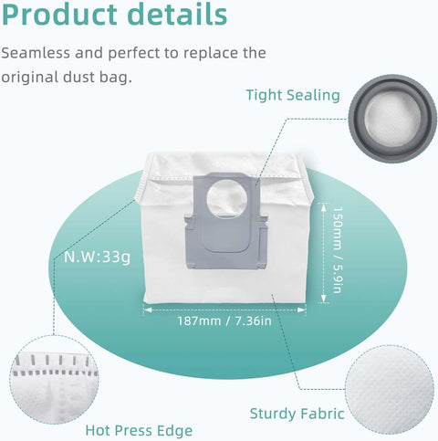 6 Pcs Replacement Reill Dust Bags Compatible with  Q10 S5+, Q10 X5+, Q7 M5+, Q5 Max+, Q5+, S8 Pro Ultra, S8+, Q7 Max+, Q8 Max+, Robotic Vacuums 3L Large Capacity