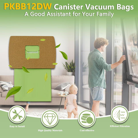 PKBB12DW Type BB Compact Canister Vacuum Bags Replacement or Oreck XL Buster B Canister Handheld Vacuum Cleaner BB180 BB280 BB850 BB870 BB900 BB1000 MV160 CC1600, 10 Pack