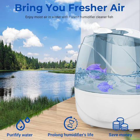 Humidiier Cleaning ish, 6 Pack Humidiier Cleaner or Humidiiers and ish Tanks, Puriies Water, Prevents Hard Water Build-Up, Reduces Scale, Purple