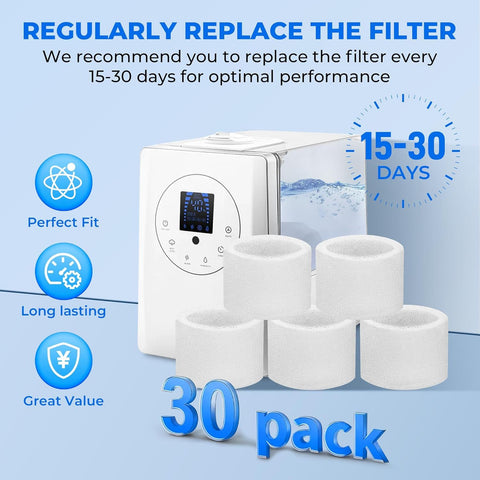 30-Pack Top ill Humidiier Replacement ilters or LEVOIT Classic160, Dual150, Dual200S, Classic300(S), LV600S, OasisMist 450S, Superior6000S Series Humidiiers by