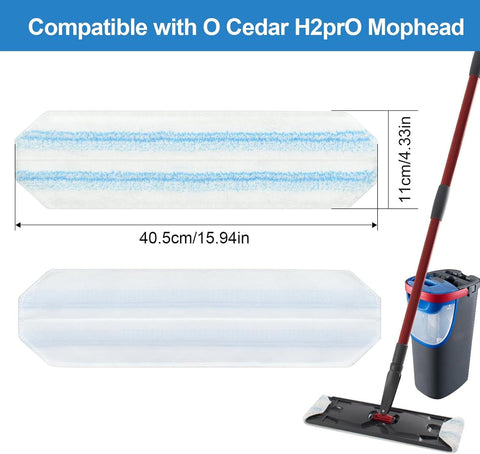 Mop Pads Replacements Compatible with O Cedar H2prO lat Mop System Microiber Mop Replacement Heads or O-Cedar/Vileda H2prO lat loor Mop, Washable & Reusable Pad Reills or Deep Cleaning, 4 Pack