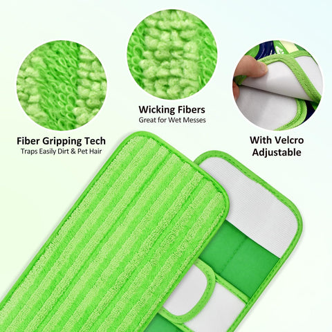 4 Pack Microiber Mop Pads or Swier XL Mops Reusable Wet and Dry Mopping Cloths Compatible with Swier Sweeper XL,Washable XL Mop Reill Replacement or All Hardwood Dry & Wet Cleaning