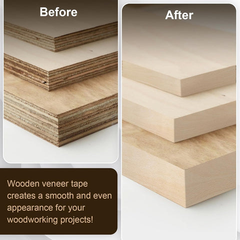 Biaungdo Birch Edge Banding 7/8 Inch x 50ft, Wood Veneer Roll Tape Banding Pre-Glued, Iron-on Veneer Edging Band Strips for Cabinet, Furniture Restoration