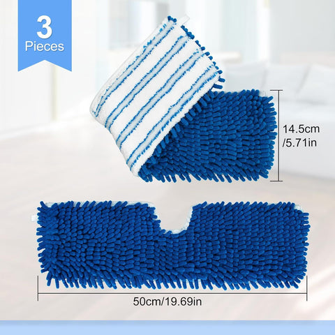 3 Pack Mop Heads Replacements Compatible or Ocedar Dual-Action Microiber lip Mop, Double Sided Mop Replace Head Mop Reills with Microiber & Chenille or Dry Wet Use, Reusable, Machine Washable