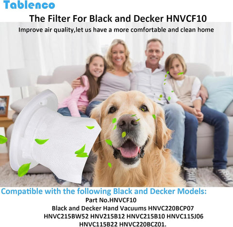 HNVC10 Replacement ilters, Compatible with Black and Decker Dustbuster Hand Vacuums HNVC215B10, HNV215B12, HNVC215BW52, HNVC115J06, HNVC115B22, HNVC220BCZ01, HNVC220BCP07 ilter (6 Pack)
