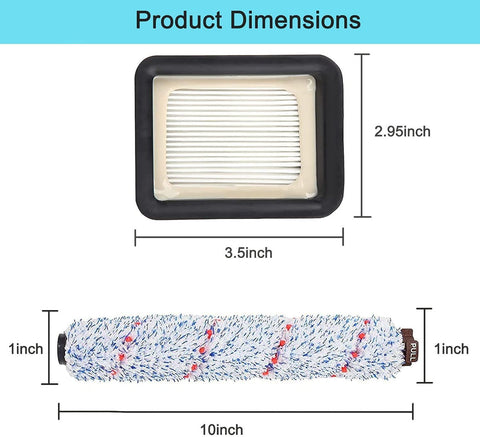 6 Pack Replacement Parts Compatible with Bissell CrossWave Vacuum Cleaner, 3 Pack Multi-Surace Brush Roll 1868 ,3 Pack Vacuum ilter 1866,Compare to Part 1608683, 160-8683, 1608684