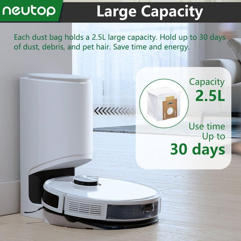 Replacement Disposable Dust Bags Compatible with Ecovacs Deebot T8, T8+, N8+, N8 Pro+, N10 Plus, Robot Vacuums, 9-Pack.