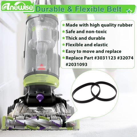 ilter and Belt Replacement or Bissell 2258 2492 2252 2254 2489 2486 2260 or Cleanview Powerliter Swivel Rewind Pet Vacuum Cleaner, 2+4 Pack, Compare to Part #3031120, 1608225 & 1601972