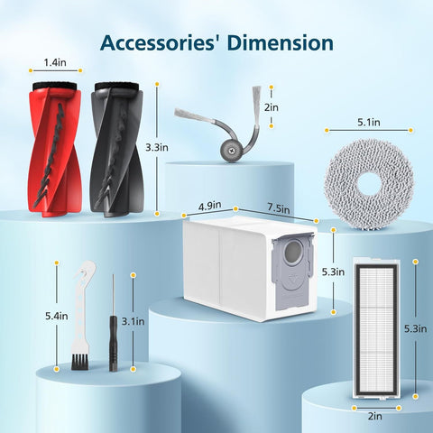 Qrevo S5V Replacement Parts or  Qrevo S5V / Curv/Edge/Edge S5A / Curv S5X, Accessories include 2*Set Main Brush, 6*Mop Pads, 6*Vacuum Bags, 4*Hepa ilters, 6*Side Brush, 2*Cleaning Tool