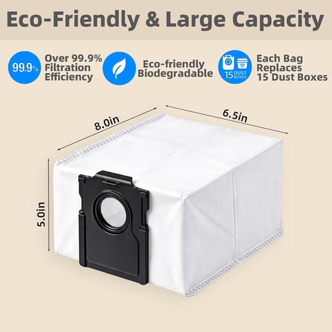 10-Pack 4-Liter Dust Bags Compatible with Dreame D10 Plus Gen 2 Robot Vacuum (RLD32GD), 10 × 4L Disposable Replacement Vacuum Bags