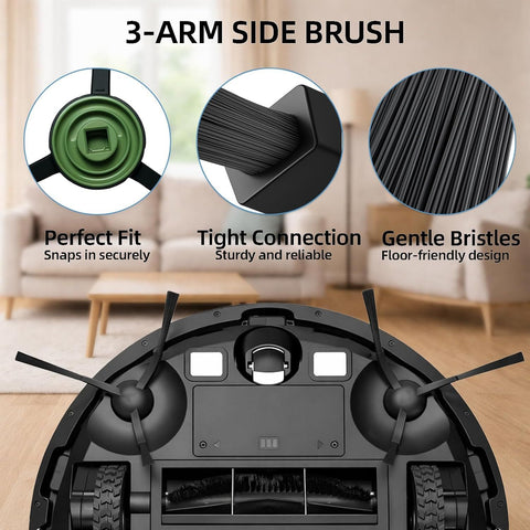 SmartClean V2 Replacement Parts Kit, Compatible with Ionvac SmartClean V2 Robovac Robot Vacuum Accessories, 2 Main Roller Brush, 6 Side Brush, 6 Hepa ilter