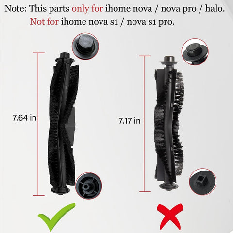 Main Brush and Main Brush Cover Guard or ihome Autovac Nova Vacuum Cleaner Accessories Replacement Spare Parts or iHRV6-blk or Proscenic M7 Pro M7 M8