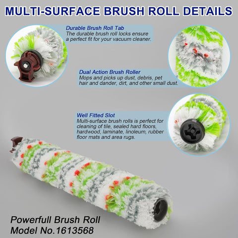 Brush ilter Replacement Parts or Bissell CrossWave Vacuum 3888A 1785 Pet Pro 2306A Cordless Wet Dry Vac, 3 Pack 2460 Multi-Surace Pet Brush Roll & 1866 Vacuum ilter, Part 1613568 1608684