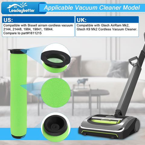 Air Ram ilter Replacement or Bissell AirRam Cordless Vacuum 1984 2144 21448 19841 19844. Compare to part#1611215 (3 Pack)