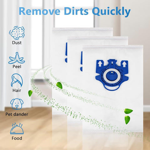 10 Packs 3D Airclean Bags Replacement or Miele GN Vacuum Cleaner Bags it or Miele Classic C2 C3 S2 S5 S8 S400 Series with Motor Protection ilters, AirClean ilters