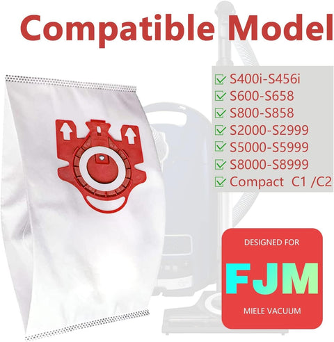3D Airclean Dust Bags Replacement or Miele JM Vacuum Compact C2 Compact C1 Complete C1 S241 S290 S300i S500 S700 S4 S6 Series (Pack o 10) with 3 Motor Protection ilters 3 Air.Clean ilters