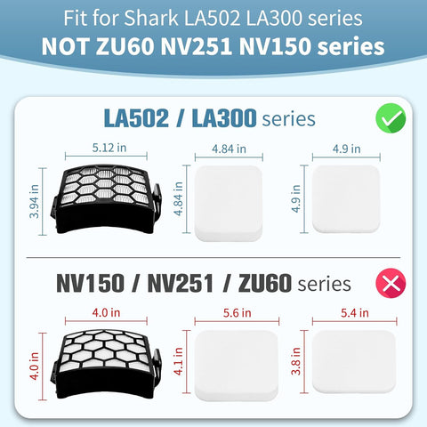 LA502 LA300 ilters Compatible with Shark Rotator Navigator Lit-Away ADV DuoClean Powerins Upright Vacuum LA300 LA301 LA322 LA502 Replaces Part # XK320 & XH320 hepa ilter
