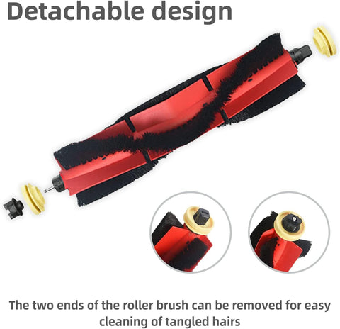 Replacement Spare Parts Compatible with  S5, S5 Max, S4 Max, S6, S6 MaxV, E4, E5, S4 Robotic Vacuum Cleaner Backup Kit with 1 Roller 4 Side Spin Brush 4 Hepa ilter Attachments NOT or Q5