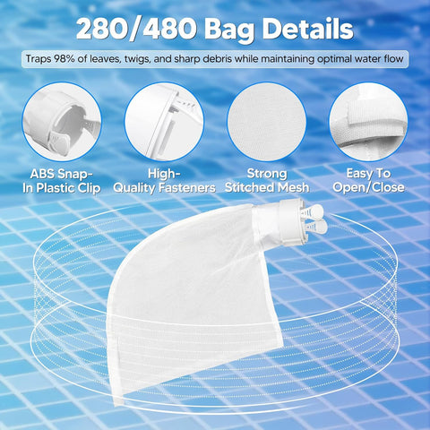 Pool Spa Bags ilter Bag Replacement or Polaris 280, 480 Pool Cleaner Bags K13 K16, 2 Pack