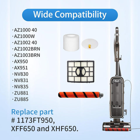 Replacement Brush Roll ilters Compatible with Shark Apex DuoClean AZ1000 AZ1002 AZ1003BRN AX950 AX951 AX952 NV830 NV831 NV835 ZU881 ZU885 Vacuum,Part # 1173T950,X650 and XH650