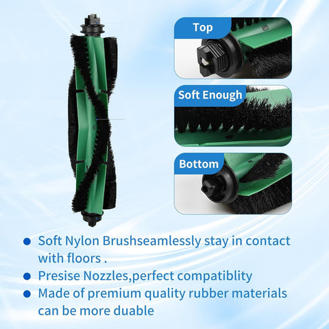 Replacement Parts Compatible with Irobot Roomba Essential Vacuum 100(1000) Series 104 105 106 108 1010 1020 Vac/Combo Y0110 Y0140 Q011 Q0120 Q0520 Includes 1 Brush Roller & 6 Side Brush & 6 ilters