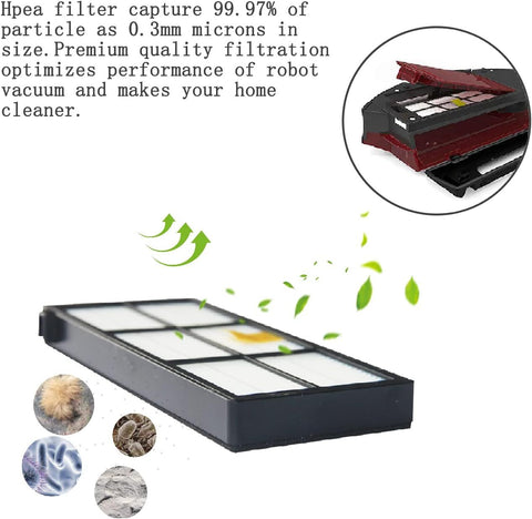 Extractor Roller Side Brushes & Hepa ilters Replenishment Kit Compatible with iRobot Roomba 800 900 Series 805 860 861 870 871 880 890 891 960 980 981 985 Vacuum Replacement Parts