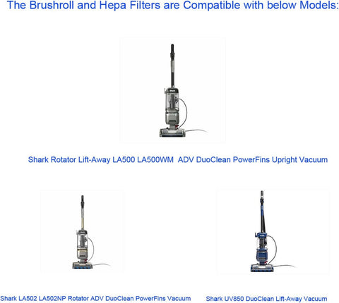Brushroll & Hepa oam ilters Compatible with Shark Rotator Duo Clean Powerins LA500 LA500WM LA502 LA502NP Vacuum,Compares to Parts # 1483C200 XH320 & XK320