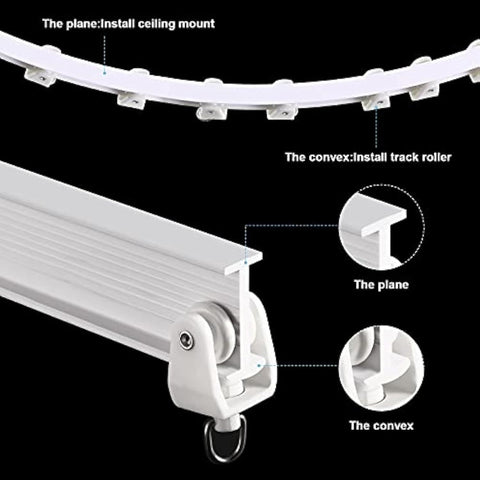 lexible Bendable Ceiling Curtain Track, 9.8t/16.4t(5m), Ceiling Mount or Curtain Rail with Track, Room Divider(5 m,White)