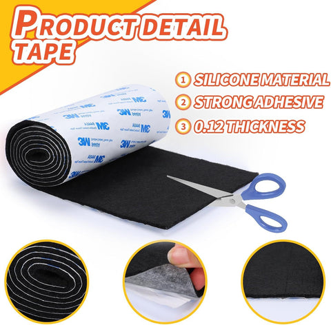 2 Roll elt urniture Pads, Non Slip Sel Adhesive Cuttable elt Tape Black Heavy Duty elt Strip Roll or Protecting Hardwood loors Chair Wall Protector