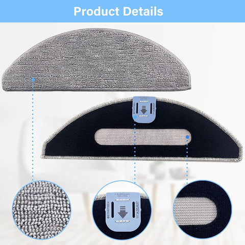 8 Pack i5 Replacement Mop Pads Compatible or iRobot Roomba Combo i5, i5+, j5, j5+ Robot Vacuum Cleaner Mop, 8 Pack Washable and Reusable Mop Pads