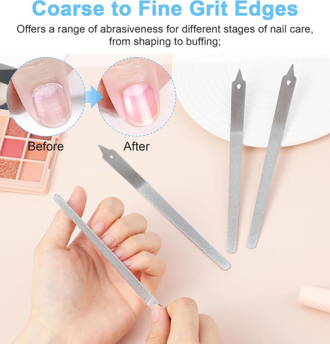 4PCS Diamond Dust Nail File, 6 inch Stainless Steel Diamond Nail File for Salon Home