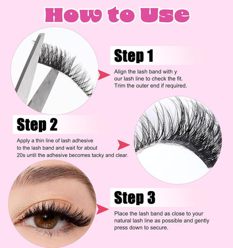 5 Pair Fox Eye Lashes, Fox-Eye Faux Mink Set Reusable Cat Eye Lashes, Wispy Lightweight Strips for Daily & Party Makeup Looks