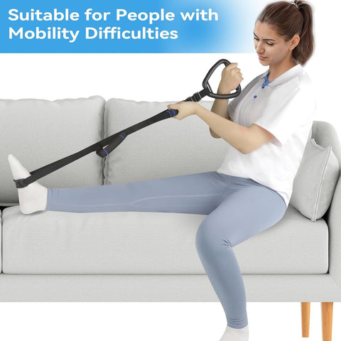 Long Leg Lifter, Leg Lifter Strap Rigid with Large Foot Loop, Legs Strap Lift for Get in and Out of Bed,Car,Wheelchair for Disables and Elderly，Foot Straps，Legs Aid Lift aids (25.5in-56in)