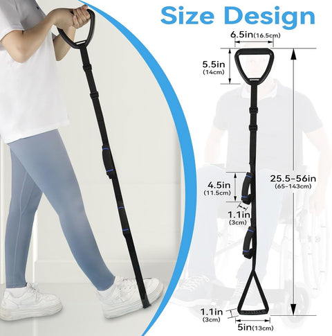 Long Leg Lifter, Leg Lifter Strap Rigid with Large Foot Loop, Legs Strap Lift for Get in and Out of Bed,Car,Wheelchair for Disables and Elderly，Foot Straps，Legs Aid Lift aids (25.5in-56in)