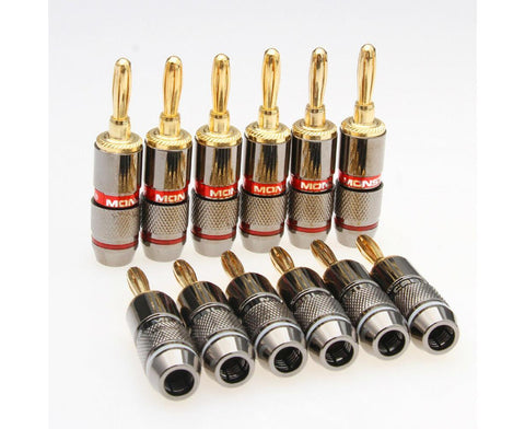 12Pcs 24K Gold Plated Zinc Alloy Banana Plugs Speaker Audio Video Connectors