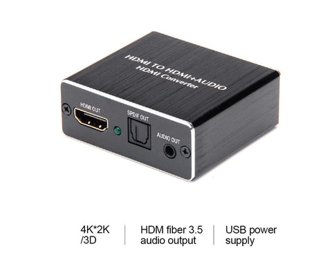 Portable 4Kx2K HDMI-compatible 1.4 Audio Splitter Extractor 5.1CH SPDIF Optical Converter