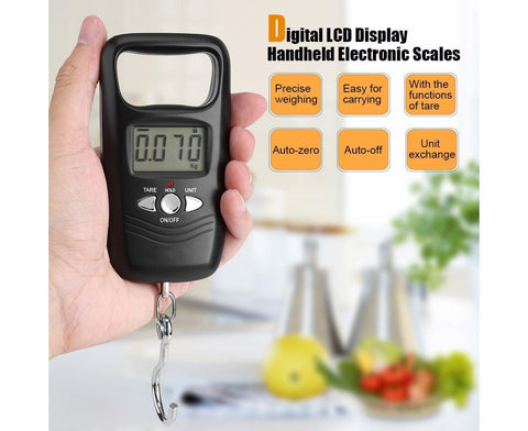 WEIHENG 50kg LCD Digital Hanging Luggage Electronic Pocket Hook Scale with Backlight (Black)