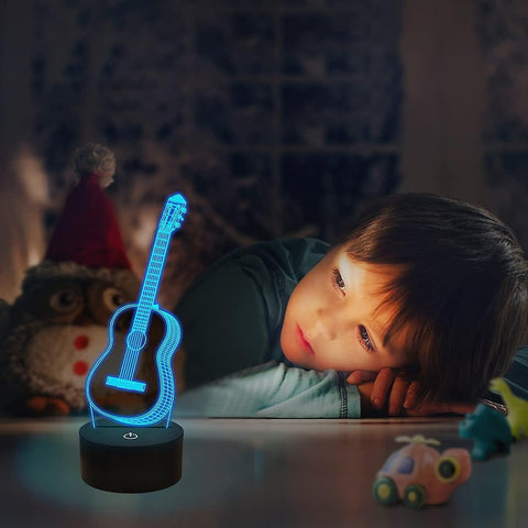 3D Night Light Guitar Gifts for Music Lovers, 3D Illusion Lamp with Remote Gift