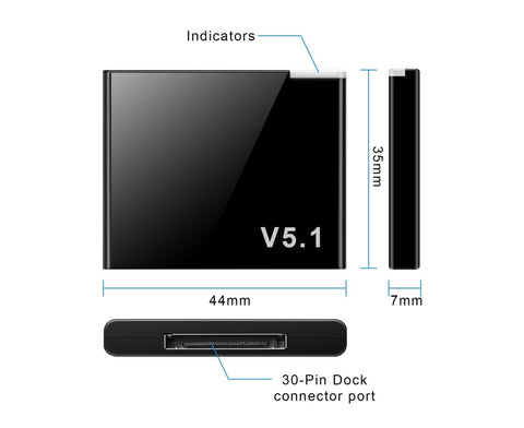 Audio Receiver Quick Transmission High Fidelity Plug Play 30 Pin Bluetooth-compatible5.1  Music Receiver Adapter for Home - Black