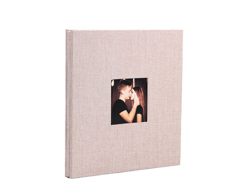 Photo Album 40 Pages Linen Cover Hardcover Reusable Sticky Stamp Collection Book Family Photos Storage Memory Book Scrapbook with Box - Beige