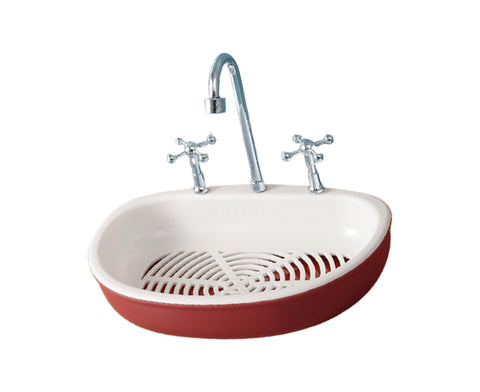 Soap Dish Creative Punch-free Double Layers Vanity Sink Shape Draining Soap Dish Bathroom Accessory-Wine Red